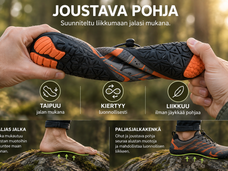 Miksi paljasjalkakengän pohja on niin joustava?