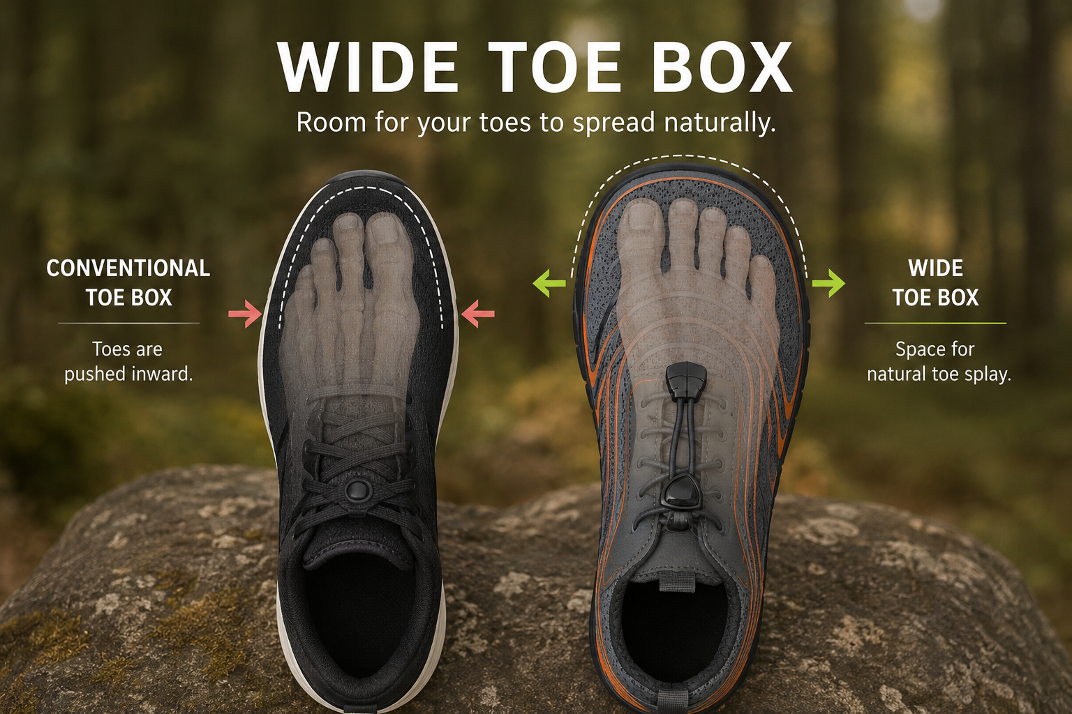 Mikä on leveä varvastila? Näin wide toe box toimii